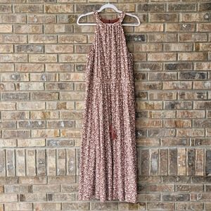 Boden Moroccan Tie Halter Midi Dress Brown White Size US 10 J0913 NEW